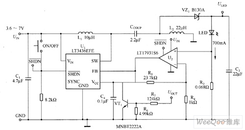 LT3436EFE驱动大功率白光LED电路图